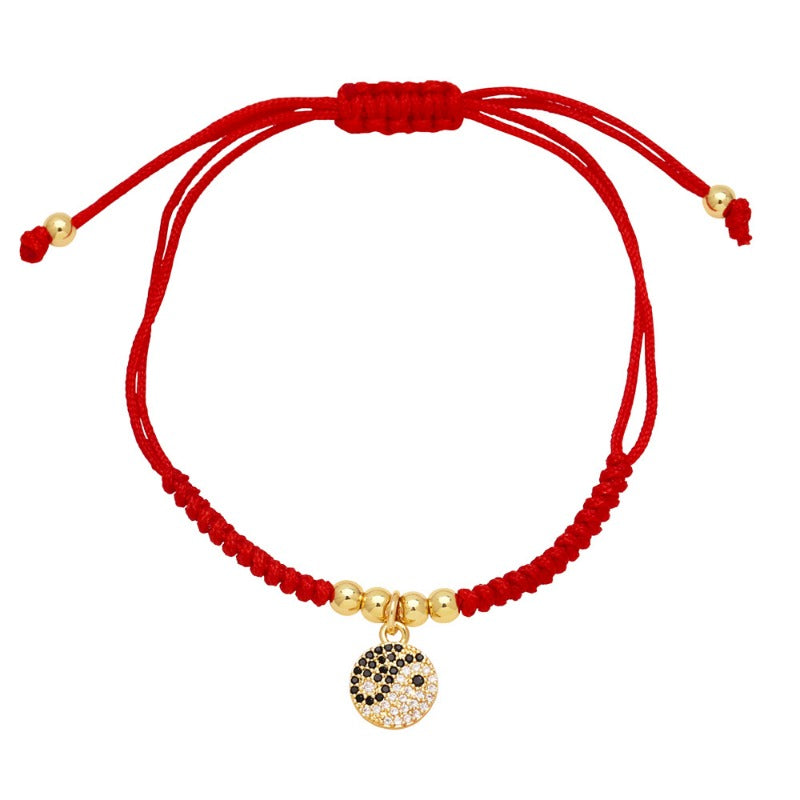 Wholesale Colorful Zircon Butterfly Tree of Life Love Pendant Red Rope Bracelet